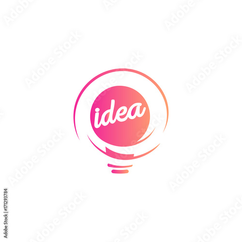 Abstract idea symbol, lightbulb eureka sign gradient color vector isolated logo on white background.