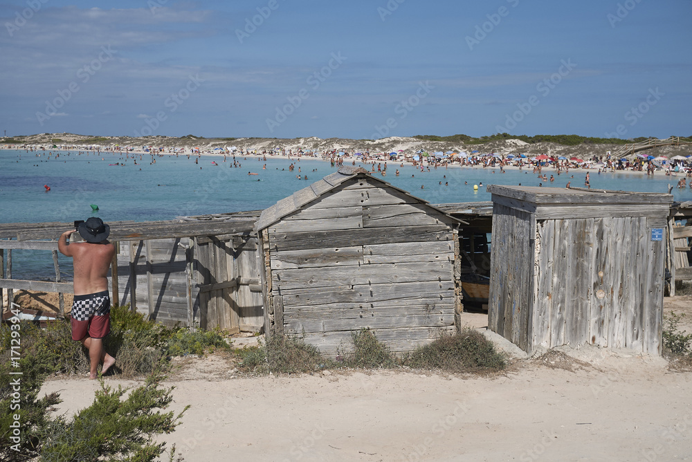 Formentera, Spain - September 01, 2016: view of Platja de ses Illetes Formentera, Spain - September 01, 2016: view of Platja de ses Illetes