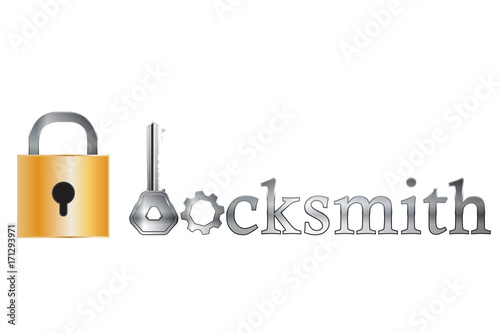 Locksmith logo symbol isolated on white background as repair, industrial and brand concept. vector illustration.