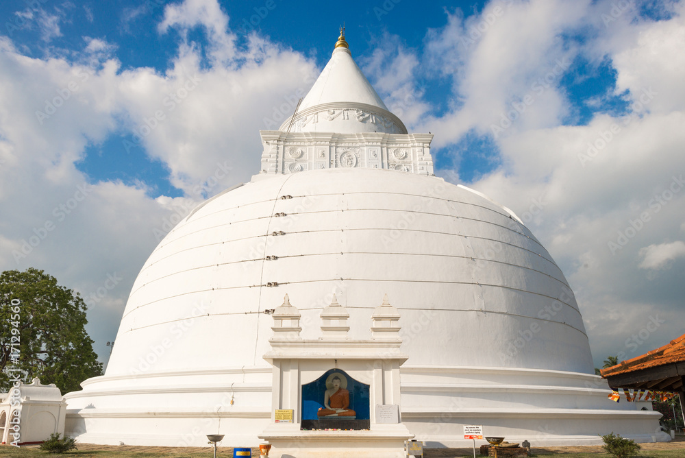 The very old Buddhist monastery hemispherical dome named Stupa frrom Raja Maha Vihara, in small town Tissamaharama. The dome is the largest Dagoba in the Southern region of the country