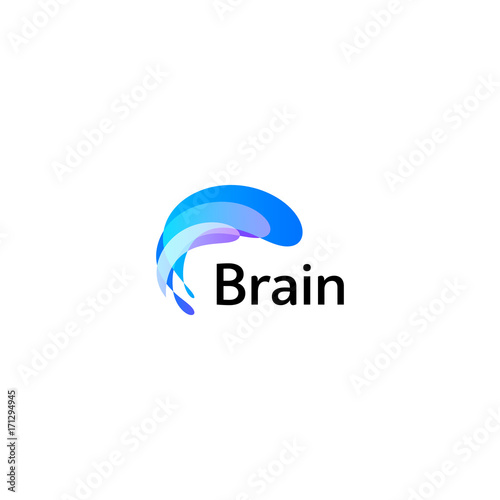 Brain Logo silhouette design vector template. Think Idea concept. Brain storm power thinking logotype icon. Isolated abstract unusual creative digital brainstorming idea symbol.