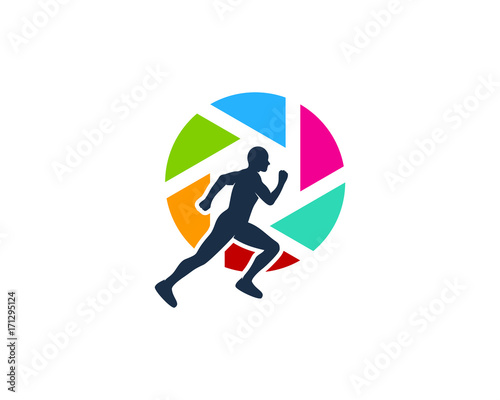Run Photo Icon Logo Design Element