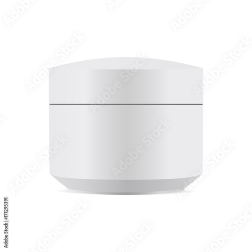 Cosmetic jar mockup with screw cap isolated on white background. Vector illustration