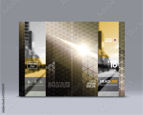 Cover design, corporate brochure template, magazine and flyer layout. Annual report. Geometric and polygonal objects. Vector illustration.