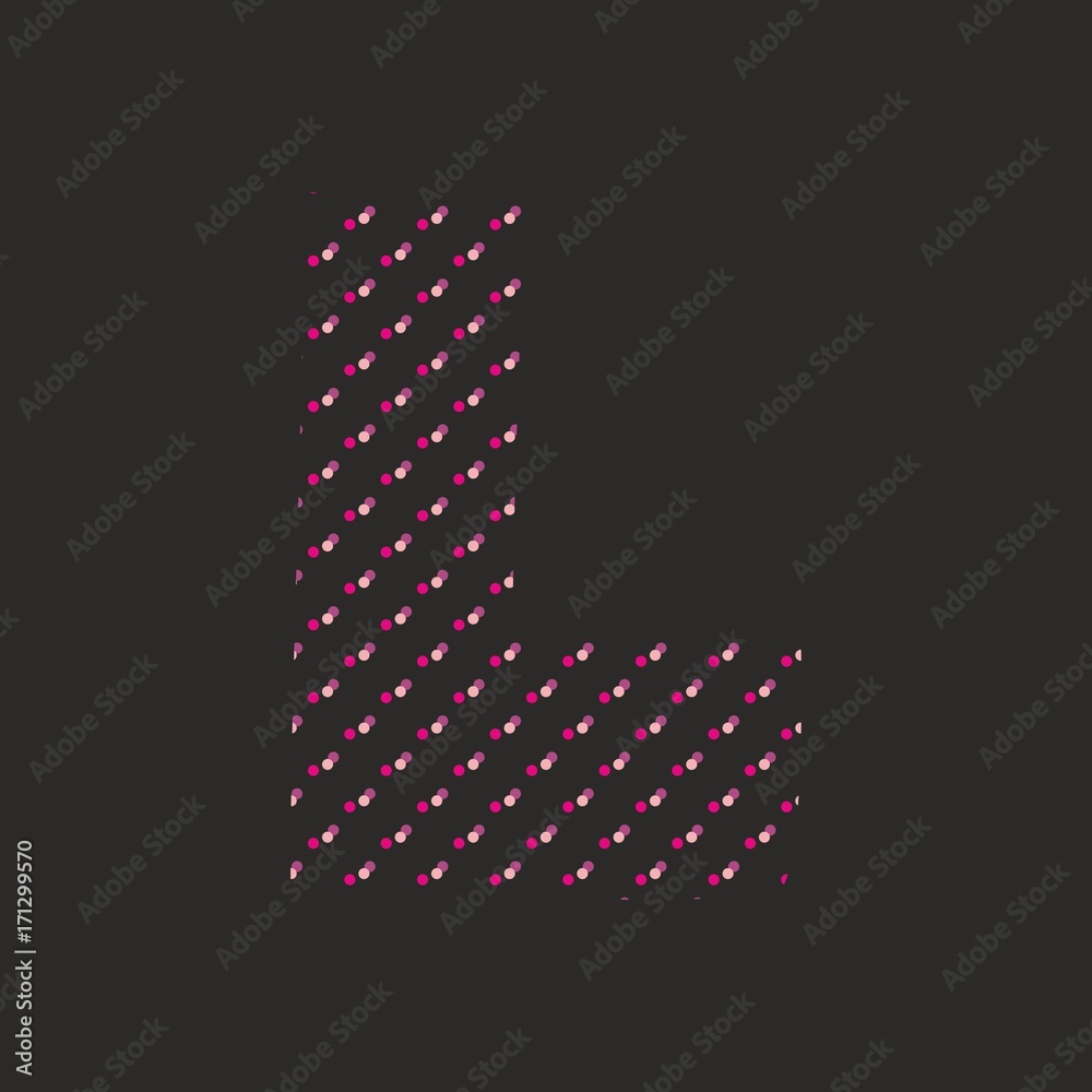 L vector dotted alphabet letter isolated on black background