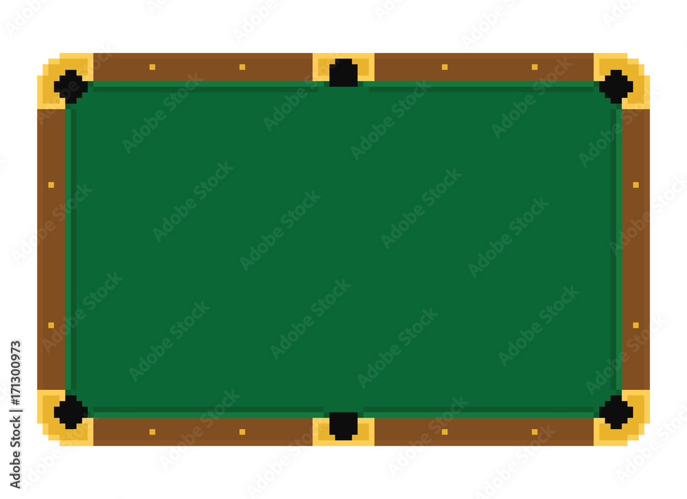 Obraz premium pixel art empty green billiard table on a white background.