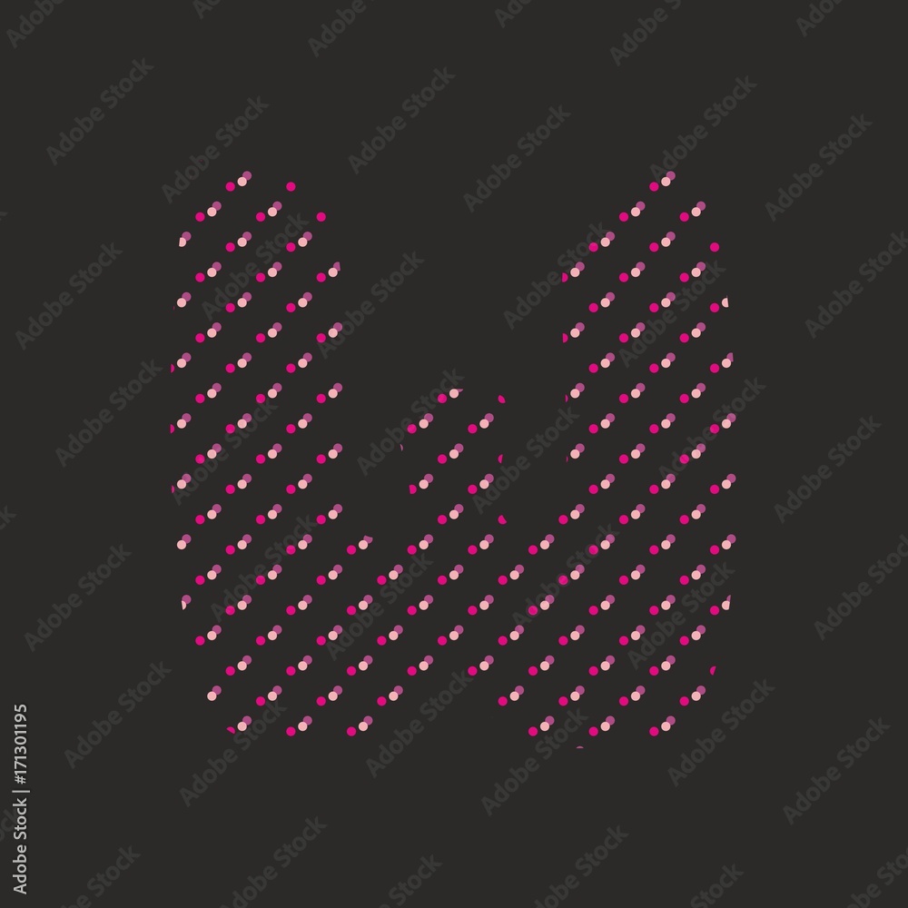 W vector dotted alphabet letter isolated on black background