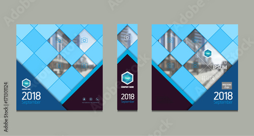 Cover design, corporate brochure template, magazine and flyer layout. Annual report. Geometric and polygonal objects. Vector illustration. 