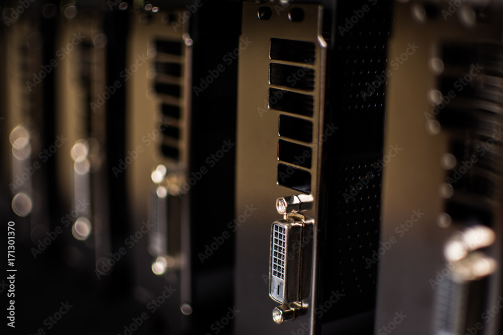 Computer Graphic Cards Using to Mine Cryptocurrency Digital Coins Computer Graphic Cards Using to Mine Cryptocurrency Digital Coins
