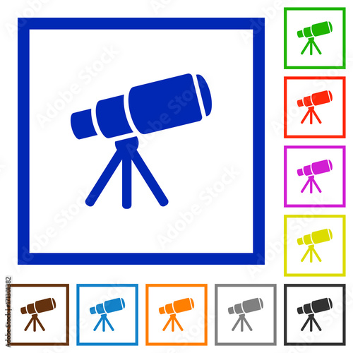 Space telescope flat framed icons