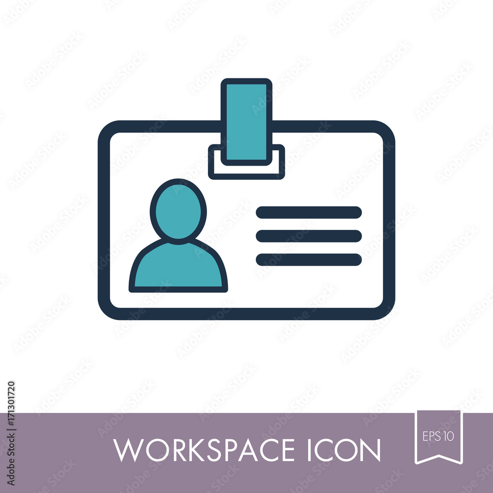Badge outline icon. Workspace sign Badge outline icon. Workspace sign