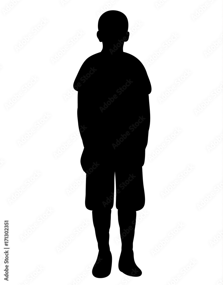 vector, silhouette boy standing, isolated