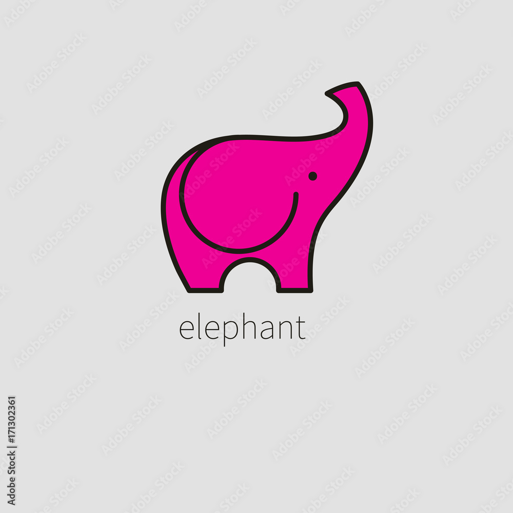 Naklejka premium Słoń logo na białym tle