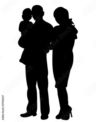  silhouette of a hurry family  isolated