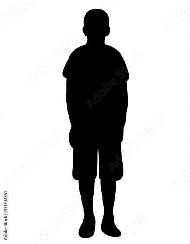 vector, silhouette boy standing, isolated