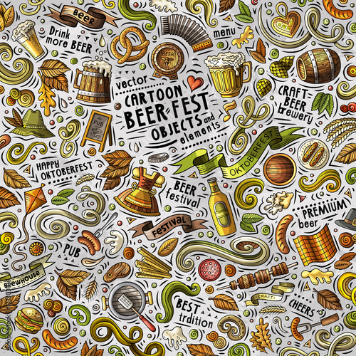 Cartoon cute doodles hand drawn Beer fest illustration