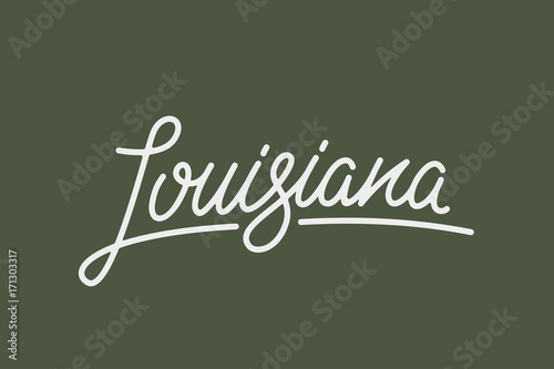 Obraz na płótnie Louisiana City USA State Word Logo Name Hand Painted Brush Lettering Calligraphy