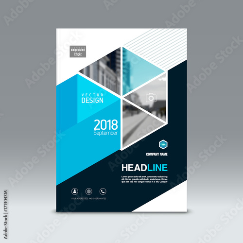 Cover design, corporate brochure template, magazine and flyer layout. Annual report. Geometric and polygonal objects. Vector illustration.