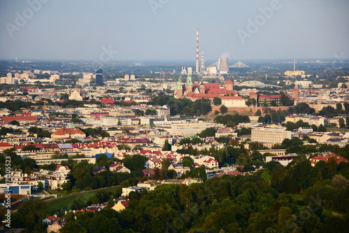 Obraz na płótnie Miasto Kraków, panorama widziana z Kopca Kościuszki w salonie