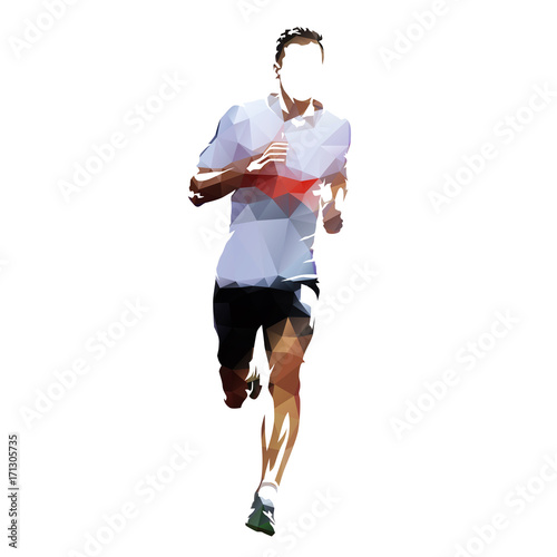 Running man, geometric vector illustration, front view