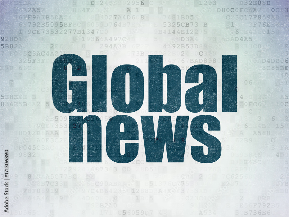 News concept: Global News on Digital Data Paper background
