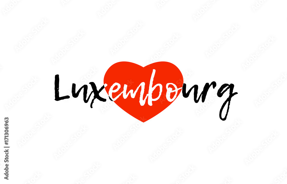 European capital city luxembourg love heart text logo design