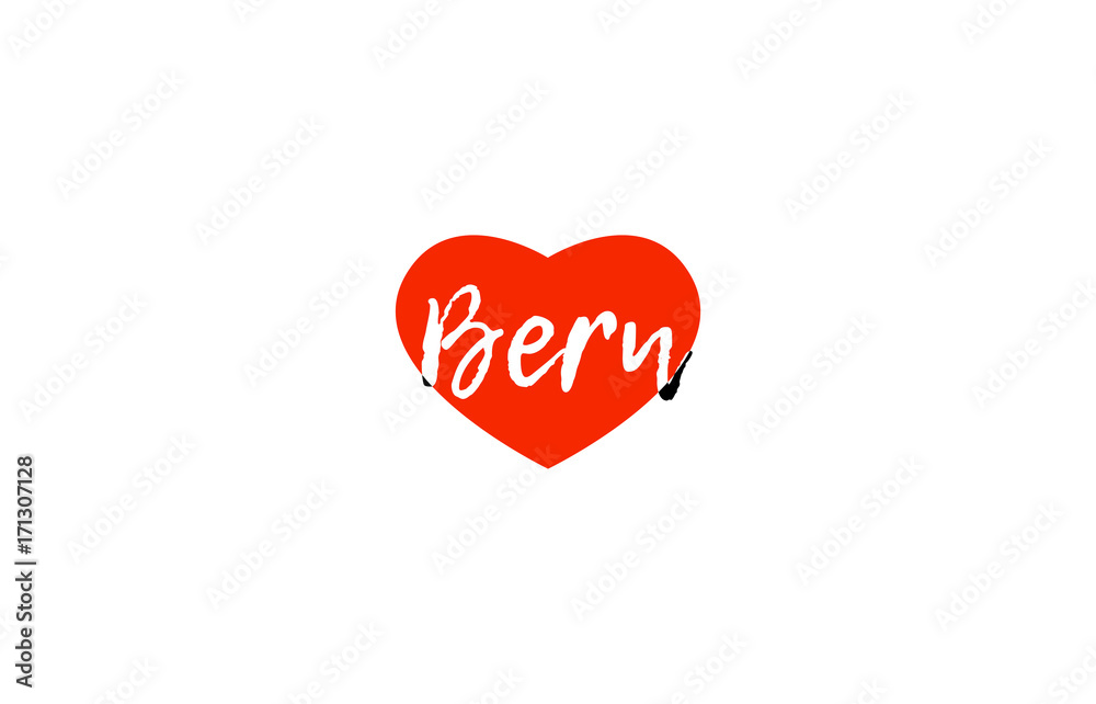 European capital city bern love heart text logo design