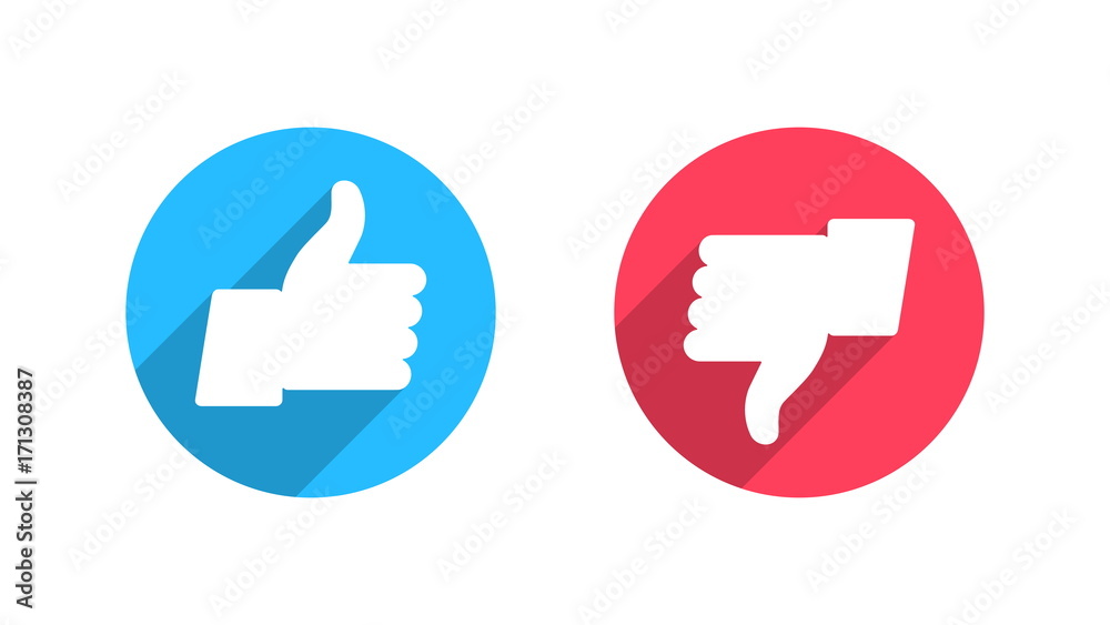 Like and Dislike Vector Flat Icons on White Background. Design Elements for SMM, CEO, APP, UI, UX, Marketing, Business, Advertisement, Digital Network Like and Dislike Vector Flat Icons on White Background. Design Elements for SMM, CEO, APP, UI, UX, Marketing, Business, Advertisement, Digital Network