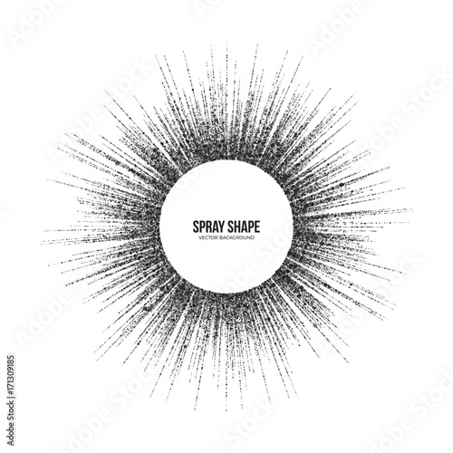 Radial Scatter Abstract Vector Round Particles on White Background. Exploding Effect. Hand Made Texture Grunge Art Illustration