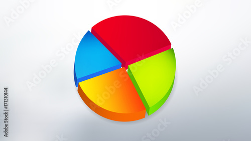 simple colored 3D pie chart with background design vector