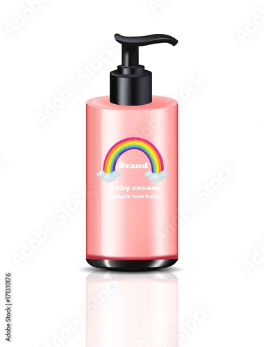 Container cosmetic bottle vector realistic mock up label