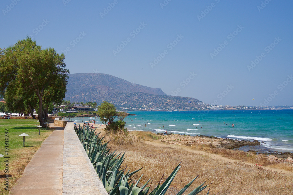 The beach of Malia, Crete, Greece