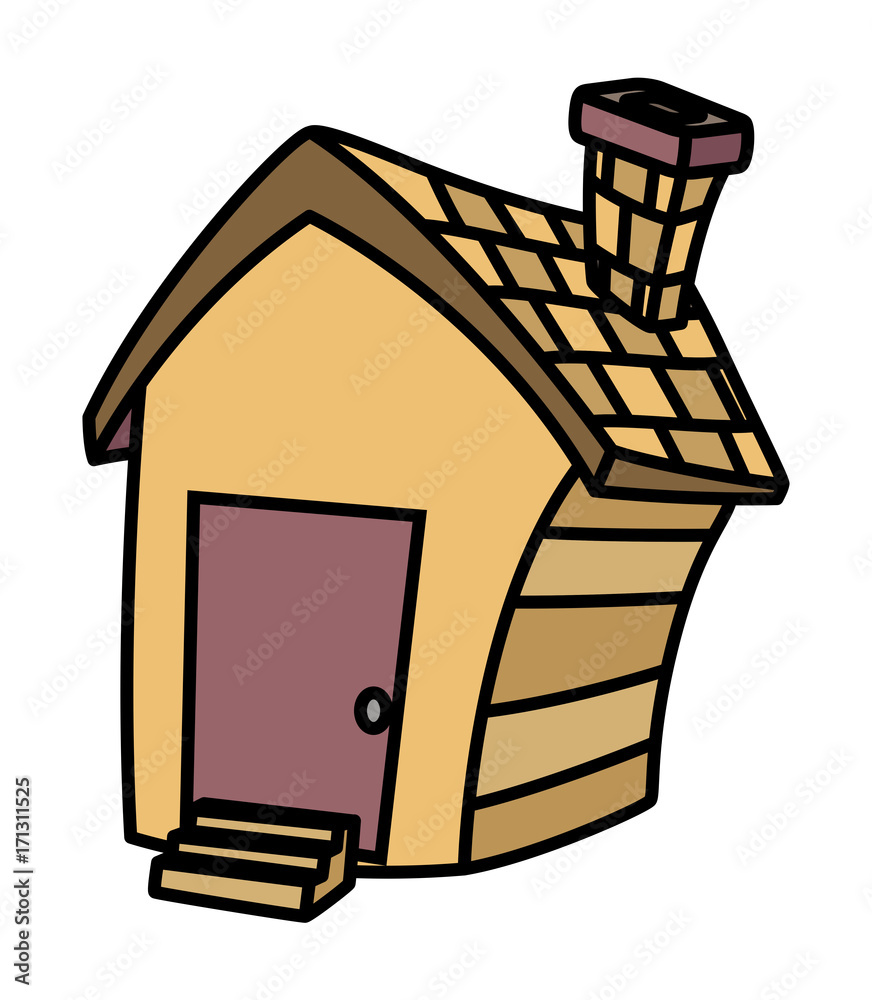 Retro Wooden House clip-art Stock Vector | Adobe Stock