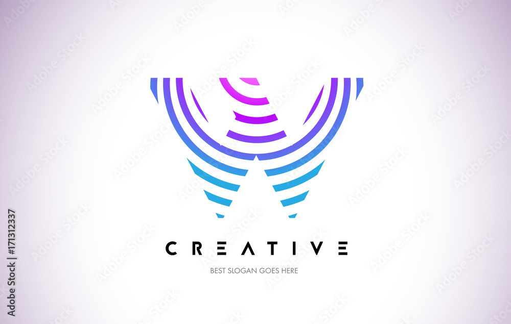W Lines Warp Logo Design. Letter Icon Made with Purple Circular Lines. W Lines Warp Logo Design. Letter Icon Made with Purple Circular Lines.