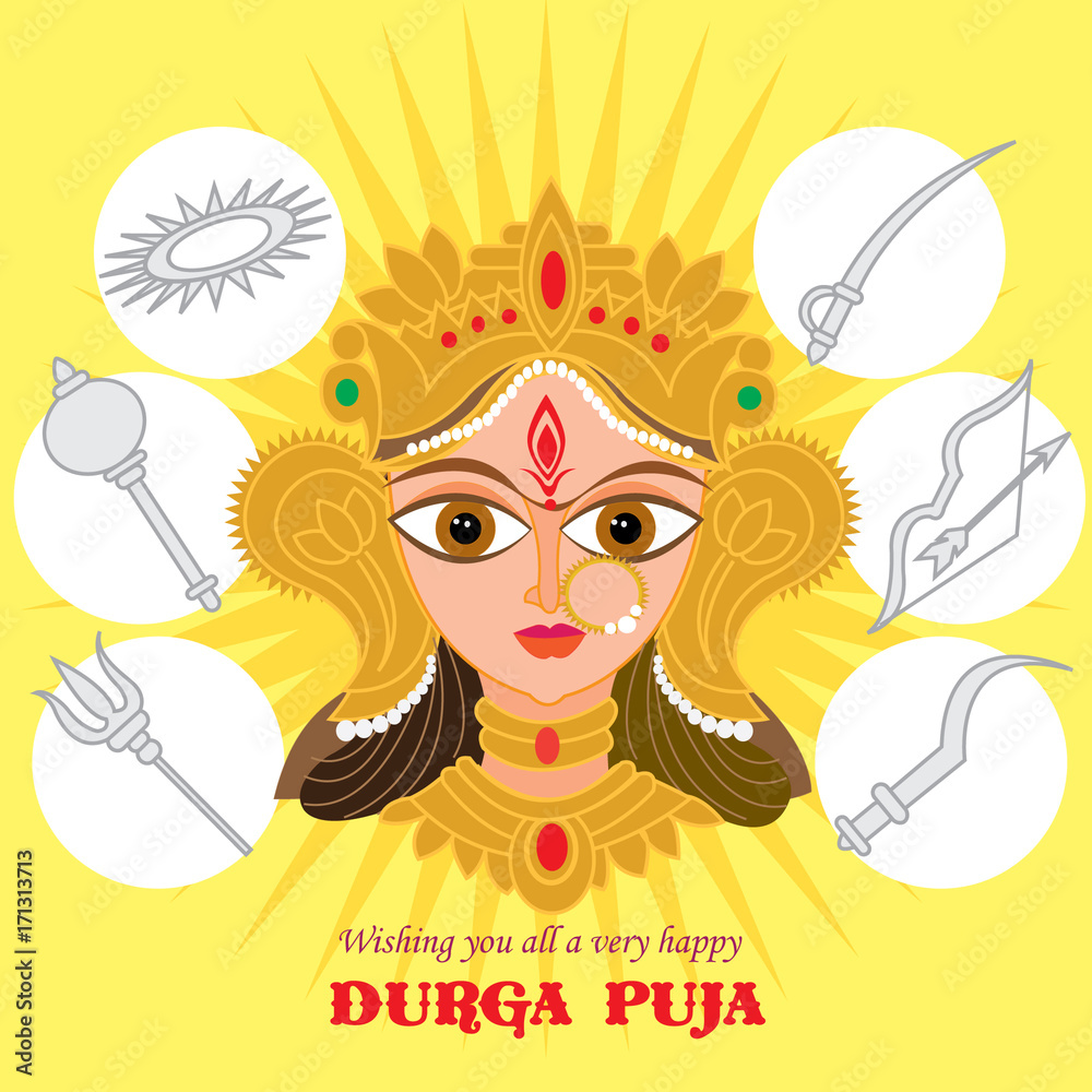 Illustration of Durga Puja is the most awaited festival for a larger part  of bengali population all over the world. BiH is no exception. We celebrate  the Durga Puja Stock Illustration |