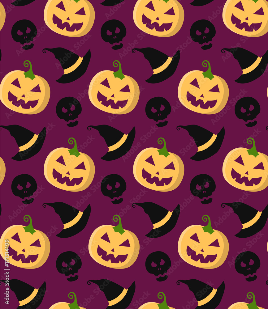 Halloween vector seamless pattern with pumpkins in trendy flat style Halloween vector seamless pattern with pumpkins in trendy flat style