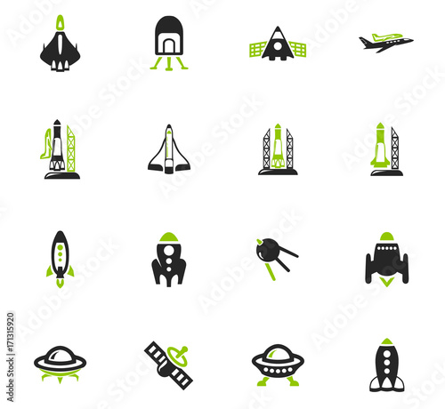Space platform icons set