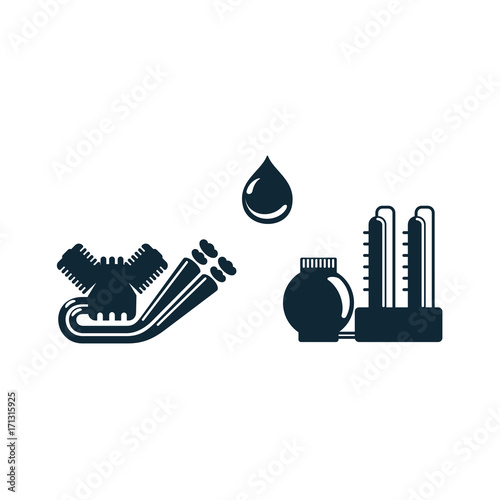 vector oil fuel drop, gasoline engine, refinery simple flat icon pictogram set isolated on a white background. Gas oil fuel, energy power petroleum industry symbol, sign