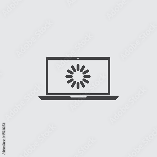 Fototapeta Naklejka Na Ścianę i Meble -  Laptop with loading icon in a flat design in black color. Vector illustration eps10