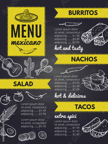 Traditional mexican cuisine. Design template of restaurant menu
