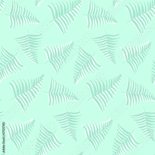 Pastel light colors seamless pattern with tropical leaves. Nice trendy vector summer exotic leaves texture for textile, wrapping paper, background, surface, cover, web design