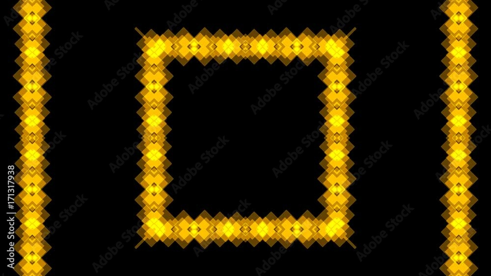 abstract gold frame and transparent background, alpha channel, loop ...