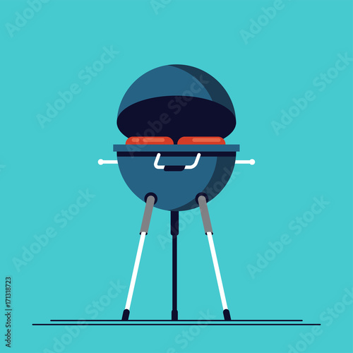 Cool vector barbecue party background with copy space. Barbecue cookout event. Spring or summer barbecue weekend celebration poster