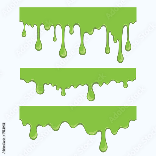 Set of cartoon  green slime on white backgound. Vector illustration.