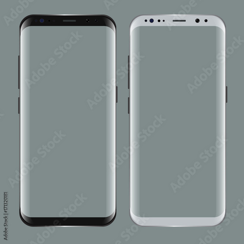 Black smartphone with blank screen. Realistic 3d Mockup for showcase your app projects.