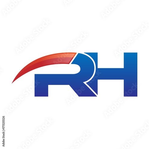 modern vector initial letters logo swoosh rh red blue