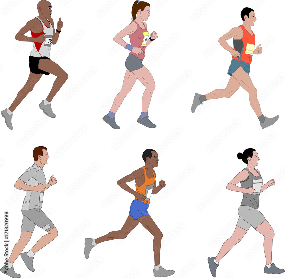 runners,detailed illustration - vector