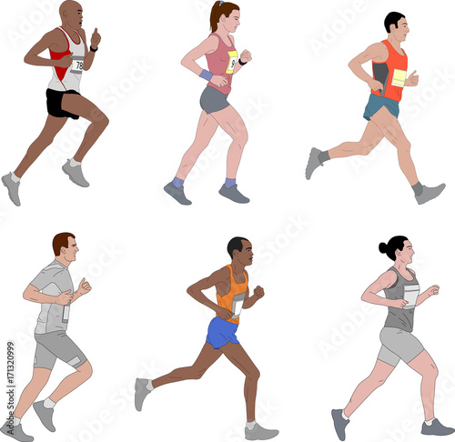 runners,detailed illustration - vector