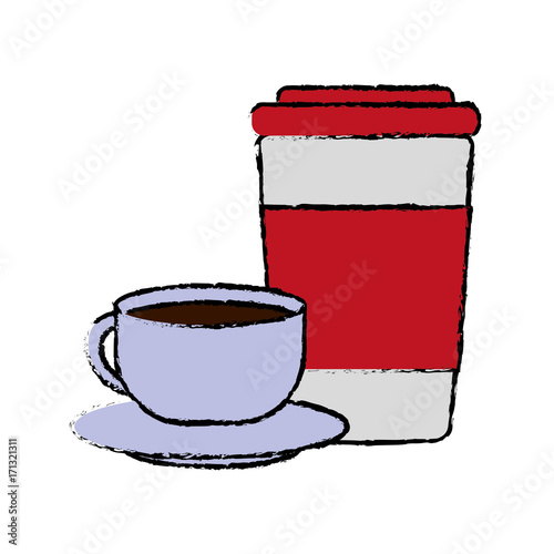 coffee cup and coffee mug icon over white background vector illustration