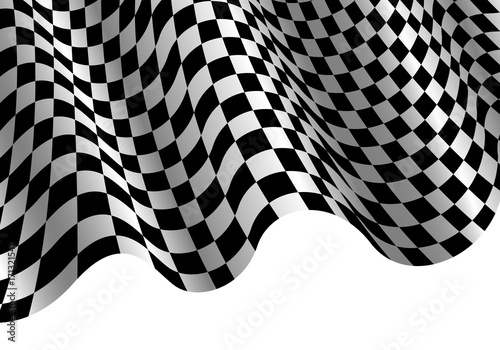 Checkered flag flying wave on white design sport race champiomship background vector illustration.